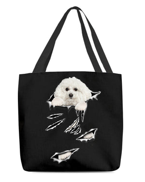 Cracks-Bichon Frise-Cloth Tote Bag