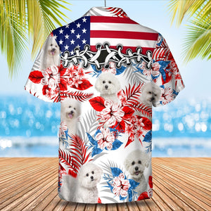 Bichon Frise American Flag Hawaiian Shirt