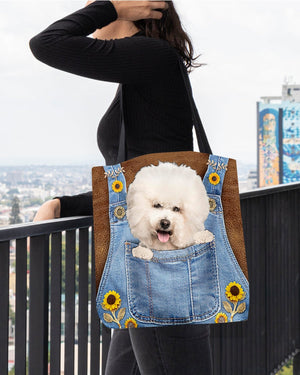 Bichon Frise And Sunflower-Cloth Tote Bag