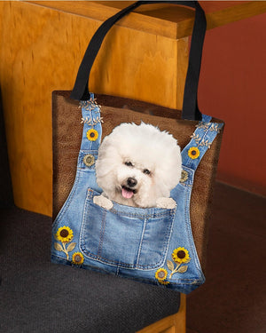 Bichon Frise And Sunflower-Cloth Tote Bag