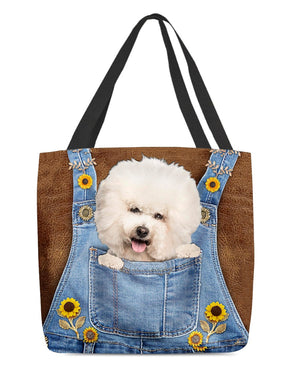 Bichon Frise And Sunflower-Cloth Tote Bag