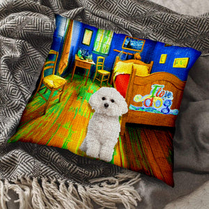 Bichon Frise In the Bedroom-Pillow Case