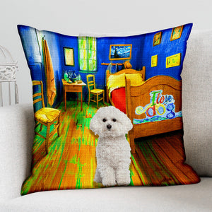 Bichon Frise In the Bedroom-Pillow Case