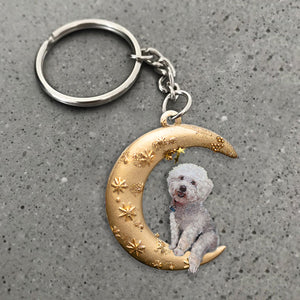 Bichon Frise-Dog & Moon Flat Acrylic Keychain