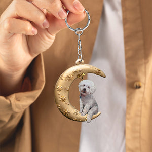 Bichon Frise-Dog & Moon Flat Acrylic Keychain