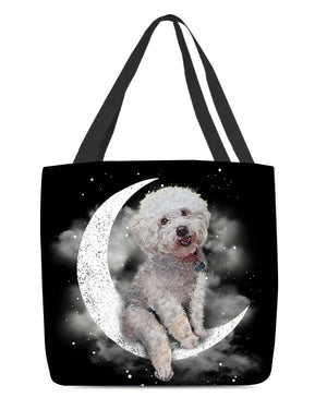 Bichon Frise Sit On The Moon With Starts-Cloth Tote Bag