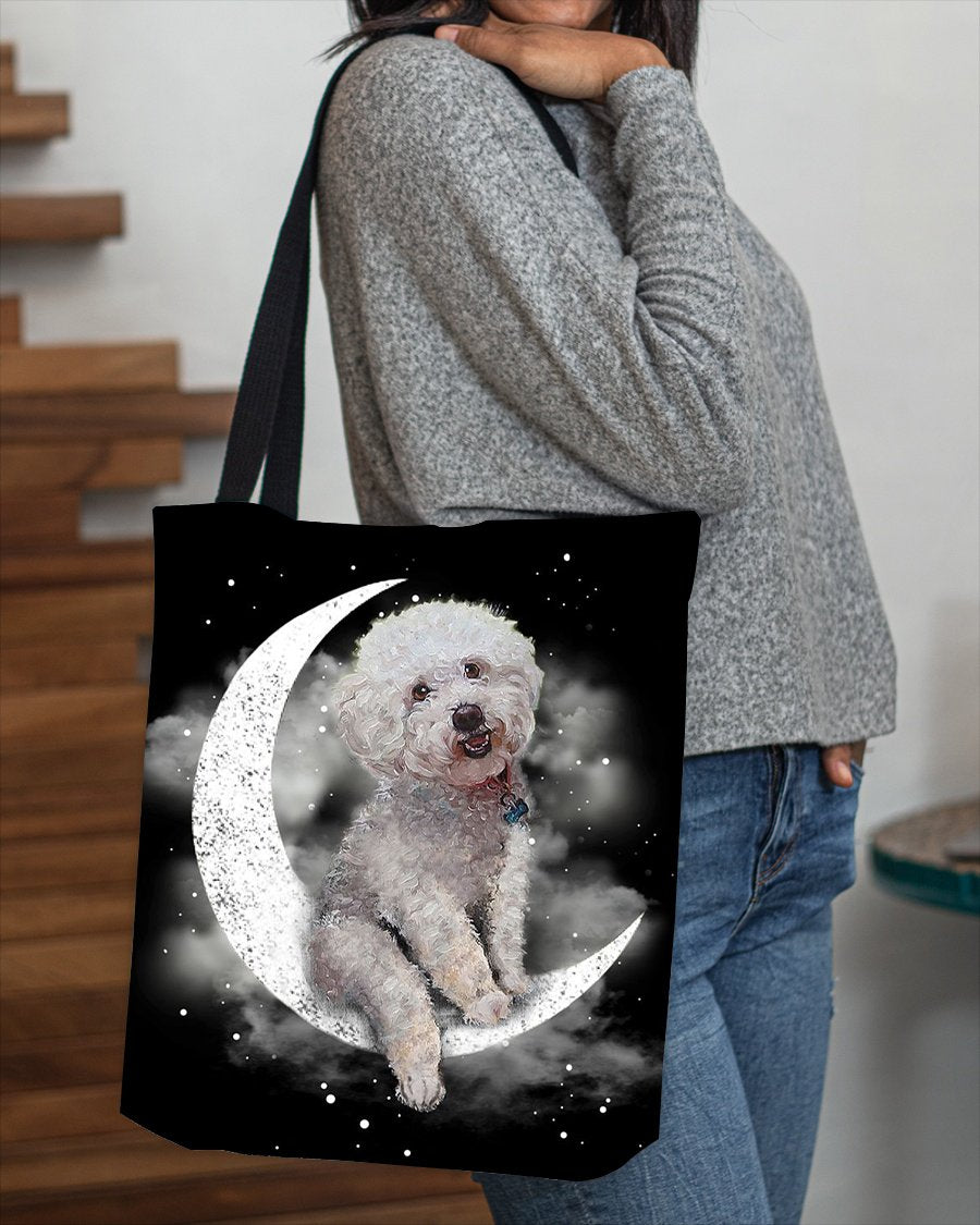 Bichon Frise Sit On The Moon With Starts-Cloth Tote Bag