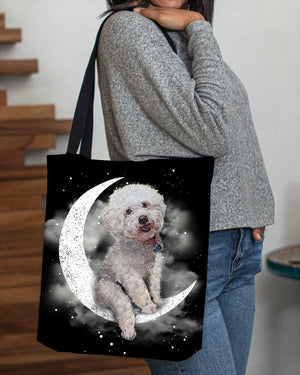 Bichon Frise Sit On The Moon With Starts-Cloth Tote Bag