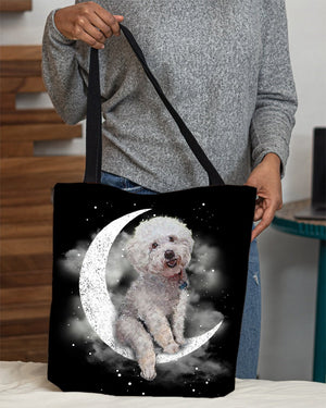 Bichon Frise Sit On The Moon With Starts-Cloth Tote Bag