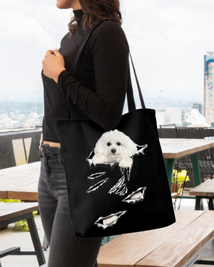 Cracks-Bichon Frise-Cloth Tote Bag