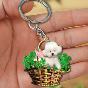 Bichon frise-Sleeping Lucky Fairy Flat Acrylic Keychain