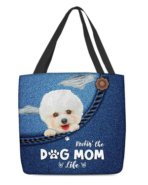 Bichon frise-Dog Mom Life-Cloth Tote Bag