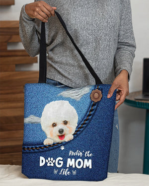 Bichon frise-Dog Mom Life-Cloth Tote Bag