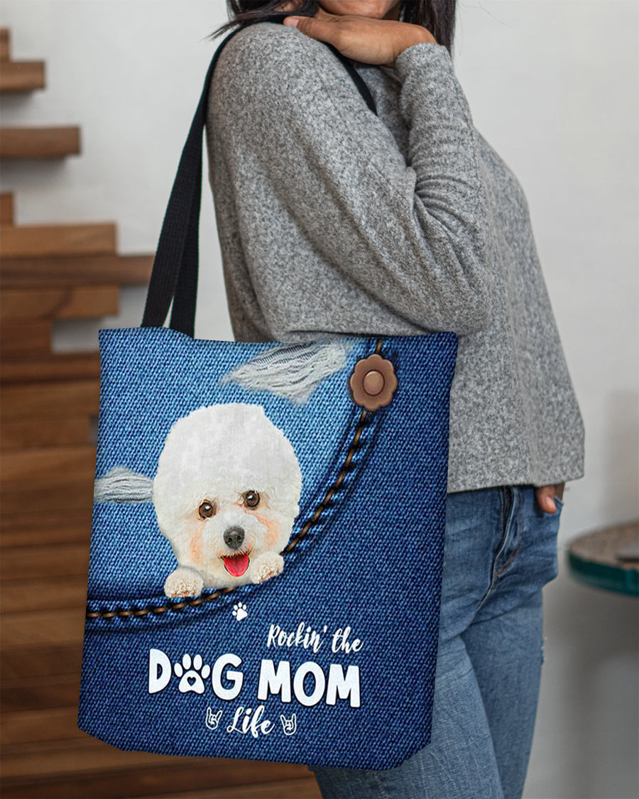 Bichon frise-Dog Mom Life-Cloth Tote Bag