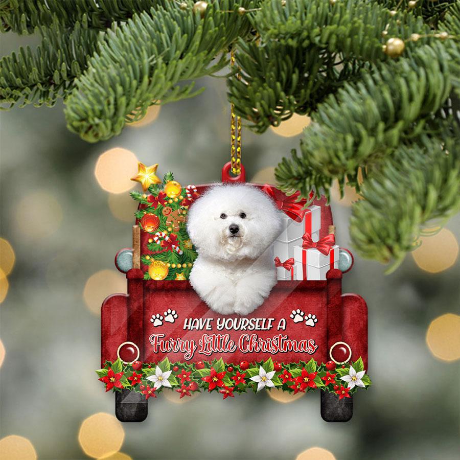 Bichonfrise Sit On A Truck-Two Sided Ornament