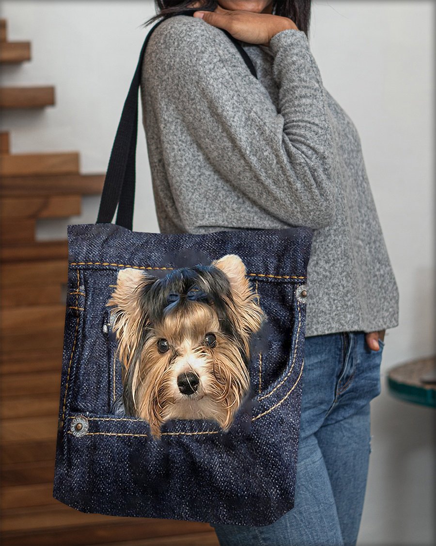 Biewer Terrier-Dark Denim-Cloth Tote Bag