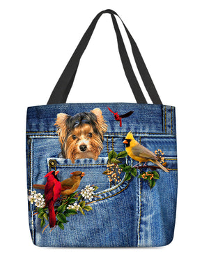 Biewer Terrier-Cardinal & Dog Cloth Tote Bag