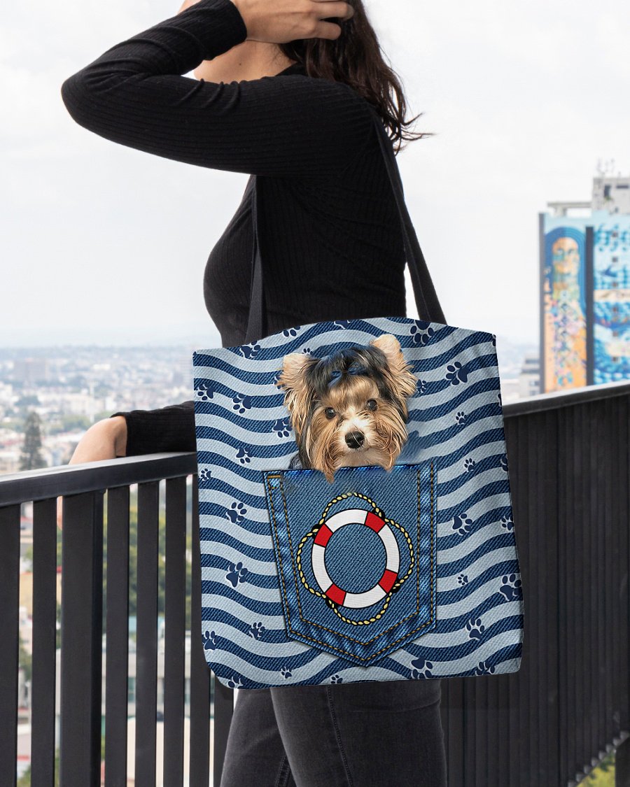 Biewer Terrier On Board-Cloth Tote Bag
