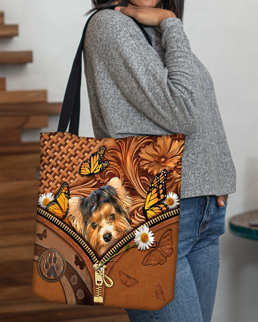 Biewer Terrier Butterfly Daisy Cloth Tote Bag