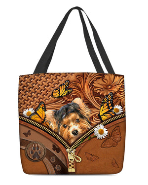 Biewer Terrier Butterfly Daisy Cloth Tote Bag