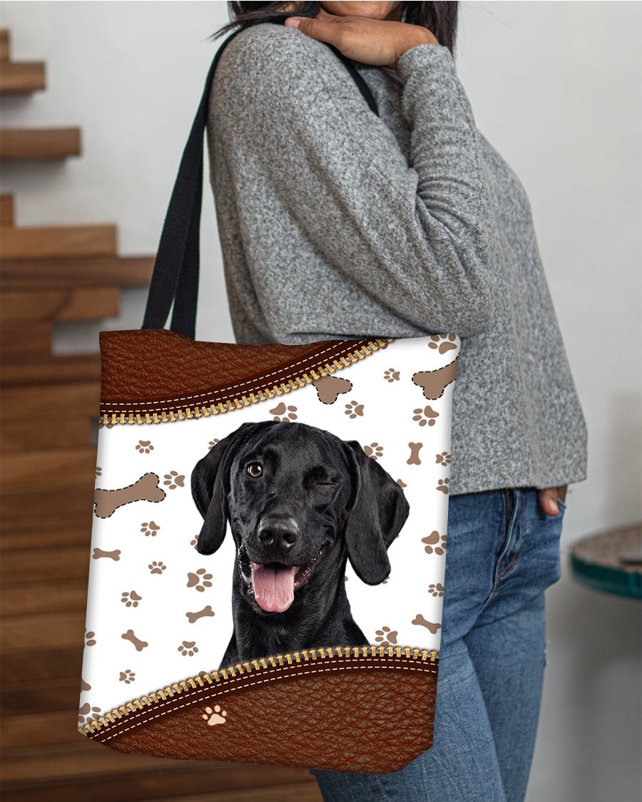 Bla Labrador2-Zipper Texture-Cloth Tote Bag