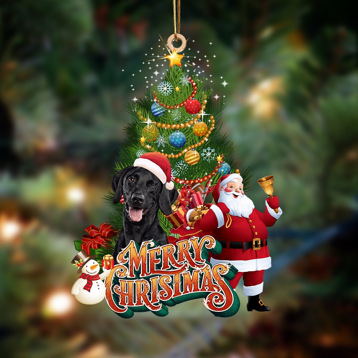 Bla Labrador2-Christmas Tree&Dog Hanging Ornament