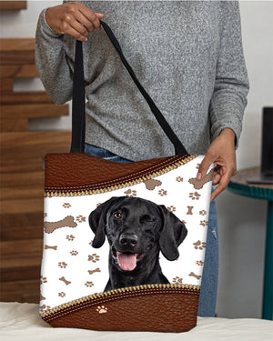 Bla Labrador2-Zipper Texture-Cloth Tote Bag