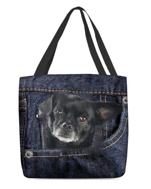 Black Chug-Dark Denim-Cloth Tote Bag