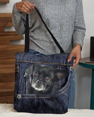 Black Chug-Dark Denim-Cloth Tote Bag