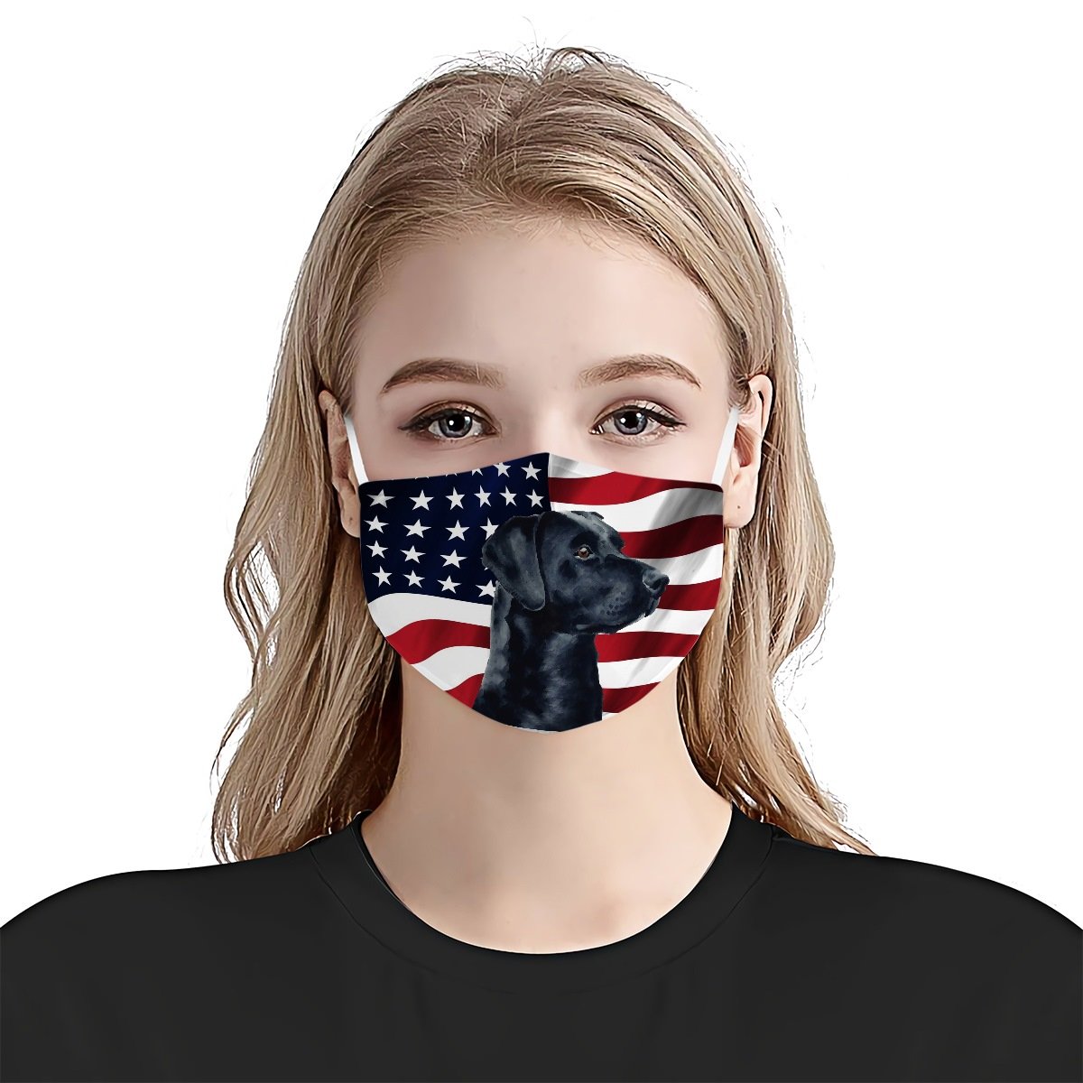 Black Labrador Retriever American Flag EZ07 1504 Face Mask