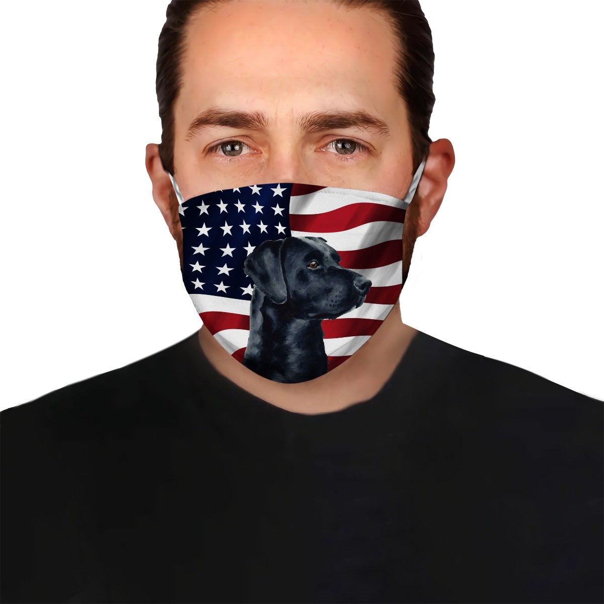 Black Labrador Retriever American Flag EZ07 1504 Face Mask