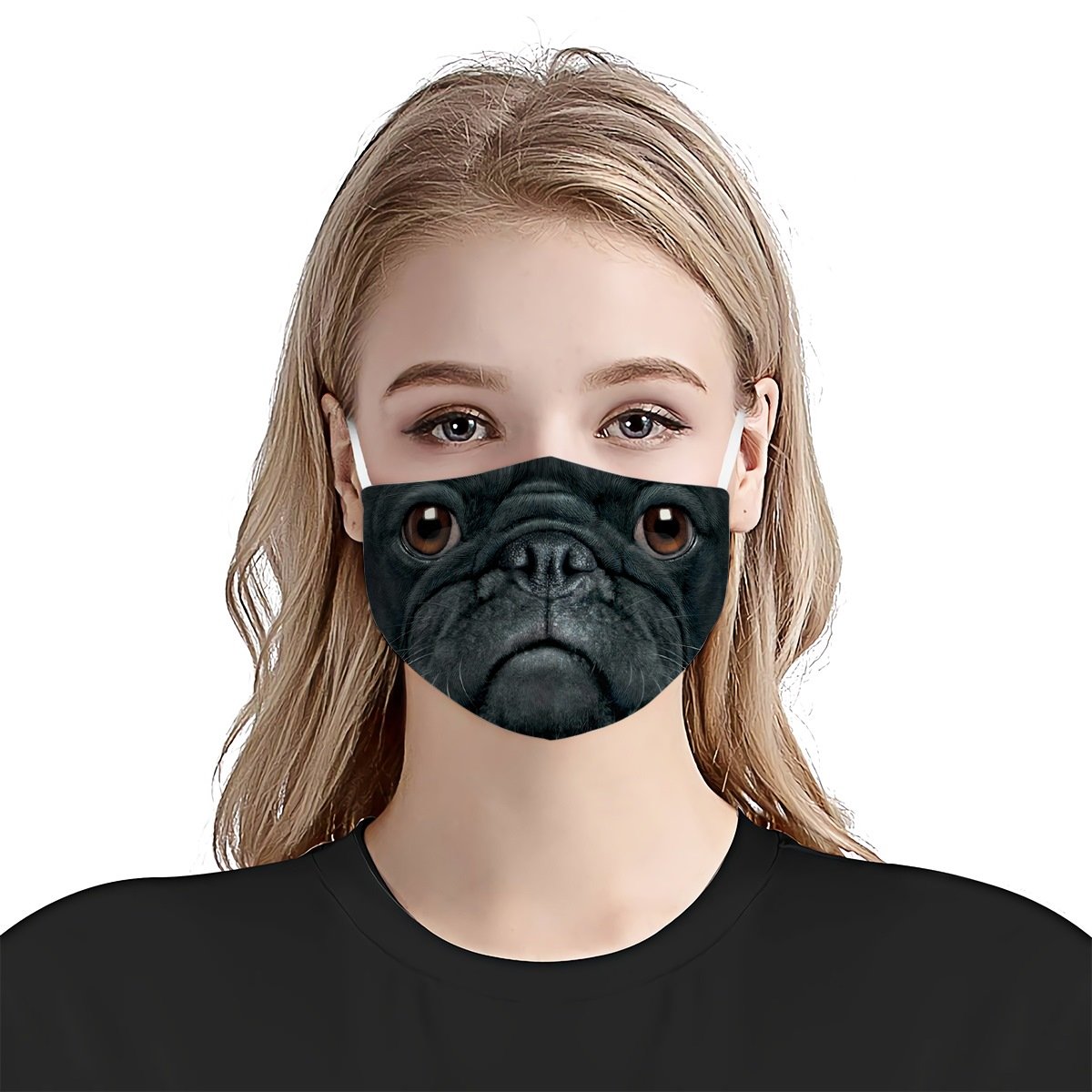 Black Pug Face EZ06 1504 Face Mask