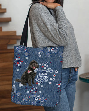 Black Cavapoo Pround Mom-Cloth Tote Bag