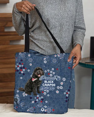 Black Cavapoo Pround Mom-Cloth Tote Bag