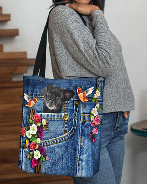 Black Chug-Cardinal & Cross Flower Cloth Tote Bag