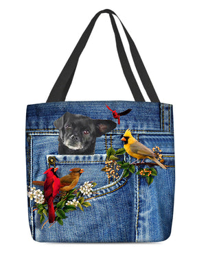 Black Chug-Cardinal & Dog Cloth Tote Bag