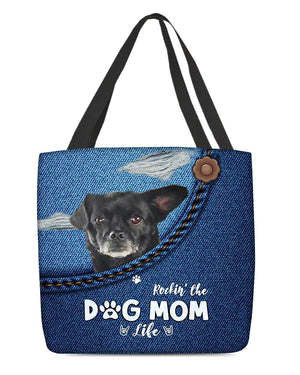 Black Chug-Dog Mom Life-Cloth Tote Bag