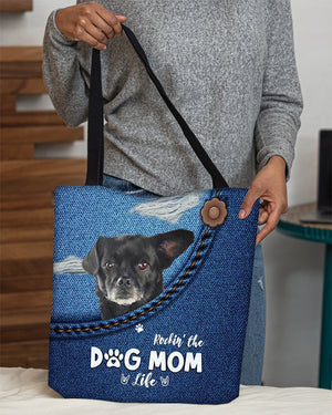 Black Chug-Dog Mom Life-Cloth Tote Bag