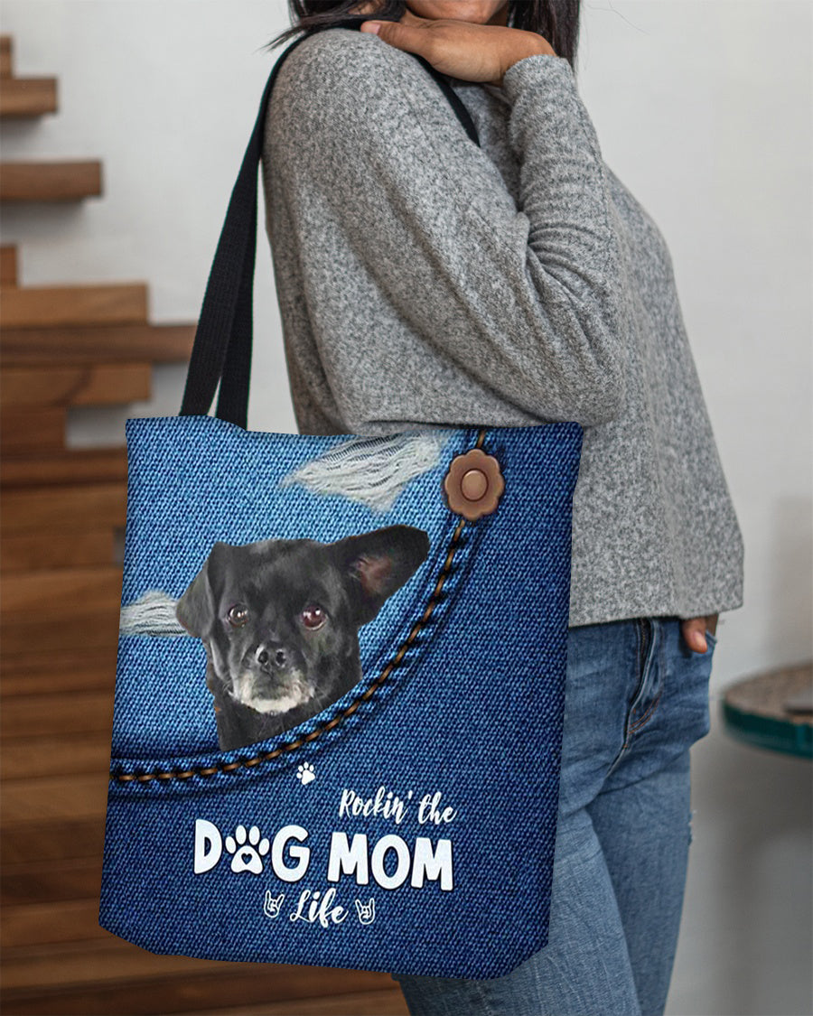 Black Chug-Dog Mom Life-Cloth Tote Bag