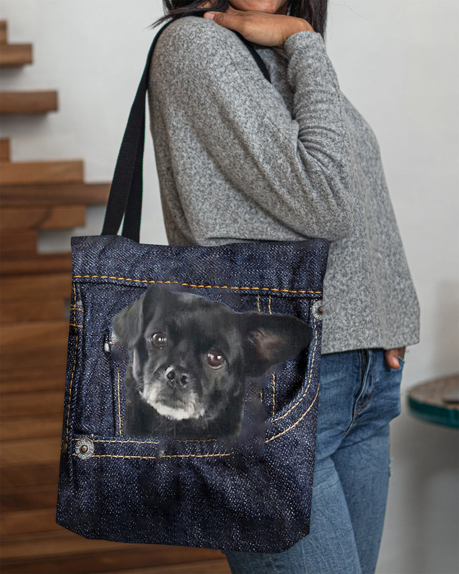 Black Chug-Dark Denim-Cloth Tote Bag
