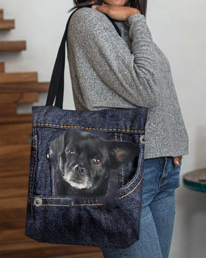 Black Chug-Dark Denim-Cloth Tote Bag