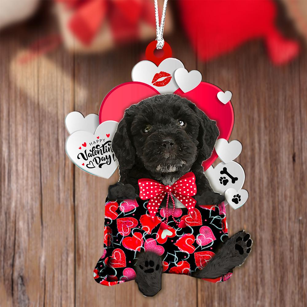 Black Cockapoo Valentine's Day Sleeping Bag-Two Sides Ornament