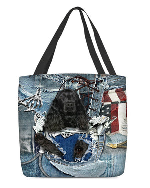 Black Cocker Spaniel-Ripped Jeans-Cloth Tote Bag