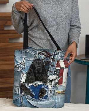 Black Cocker Spaniel-Ripped Jeans-Cloth Tote Bag