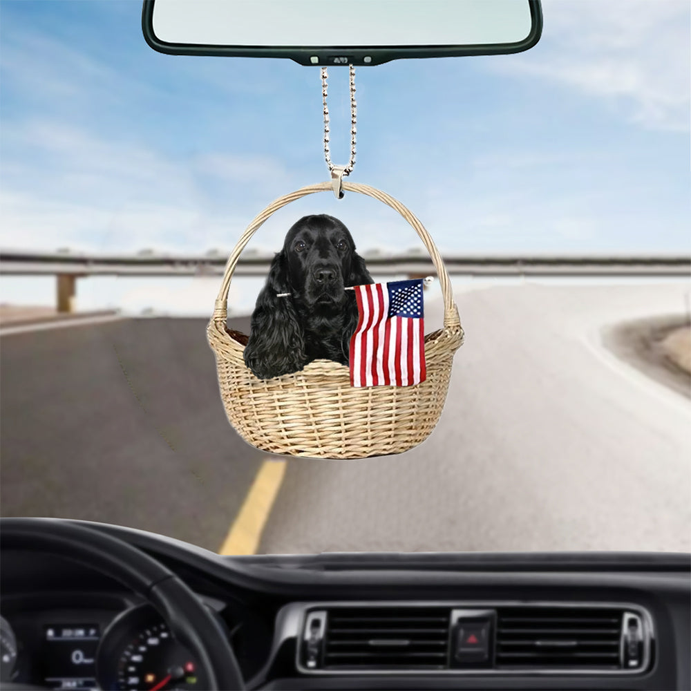 Black Cocker Spaniel-With American Flag Two Sides Ornament