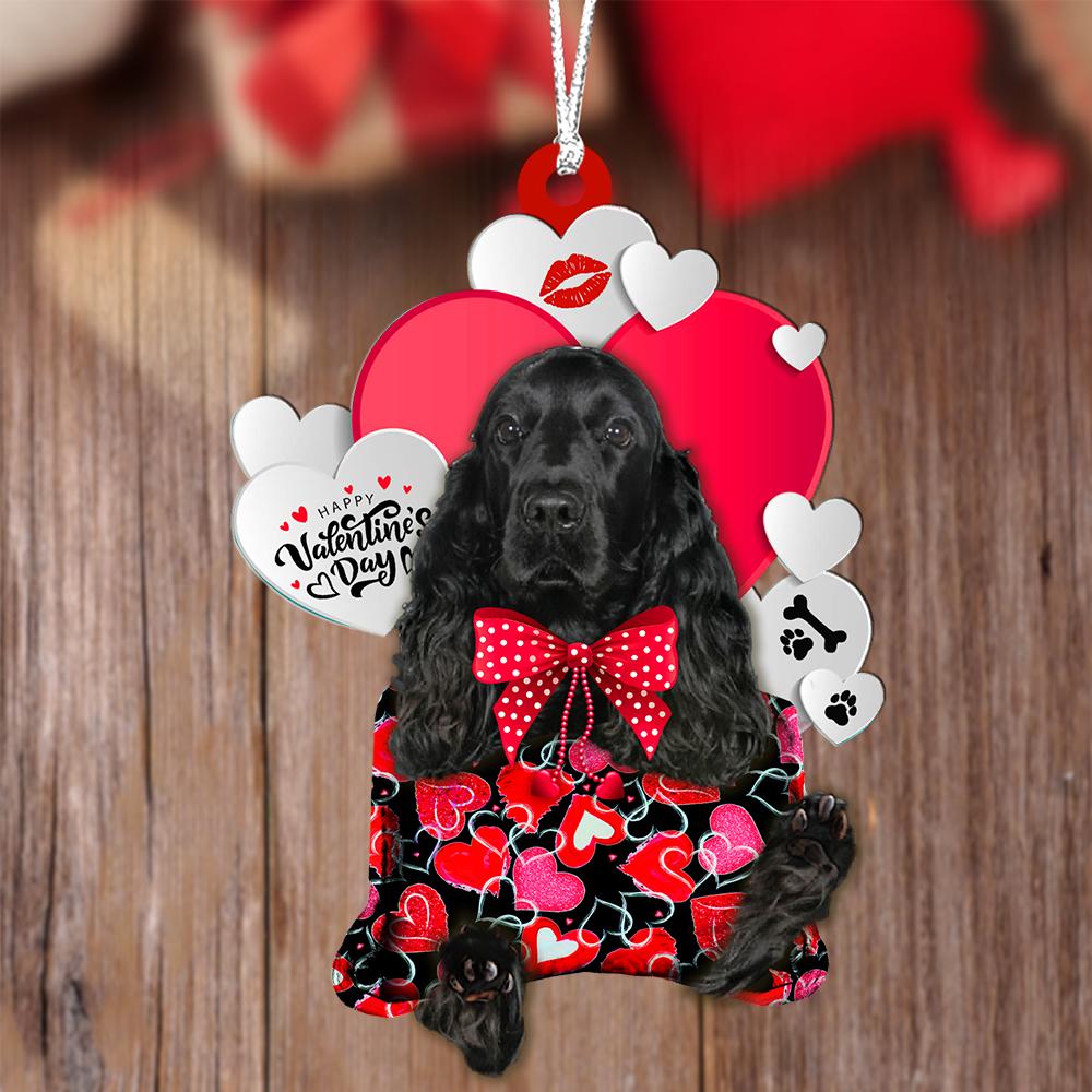 Black Cocker Spaniel Valentine's Day Sleeping Bag-Two Sides Ornament