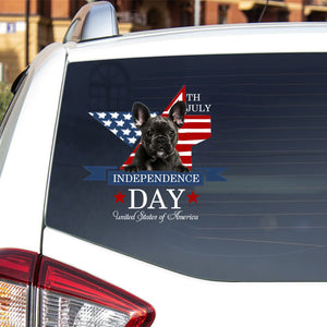 Black French Bulldog-Independent Day2 Car Sticker