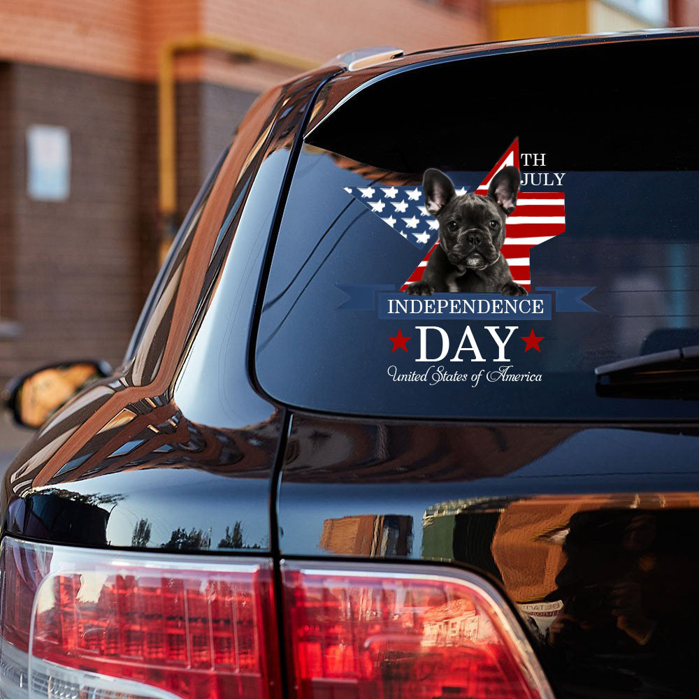 Black French Bulldog-Independent Day2 Car Sticker