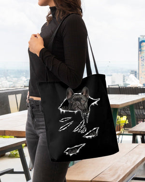 Cracks-Black French Bulldog 2-Cloth Tote Bag