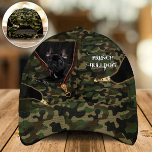 Black French Bulldog Camo Cap